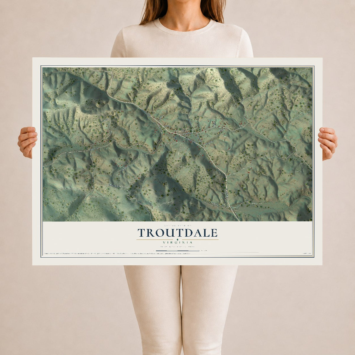 Map of Troutdale, Virginia, 24 x 36 inch unframed archival matte print