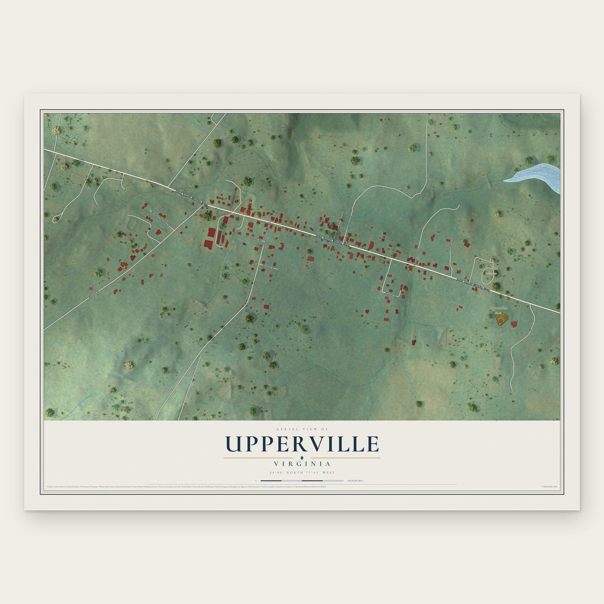 Upperville, Virginia map print, the full design