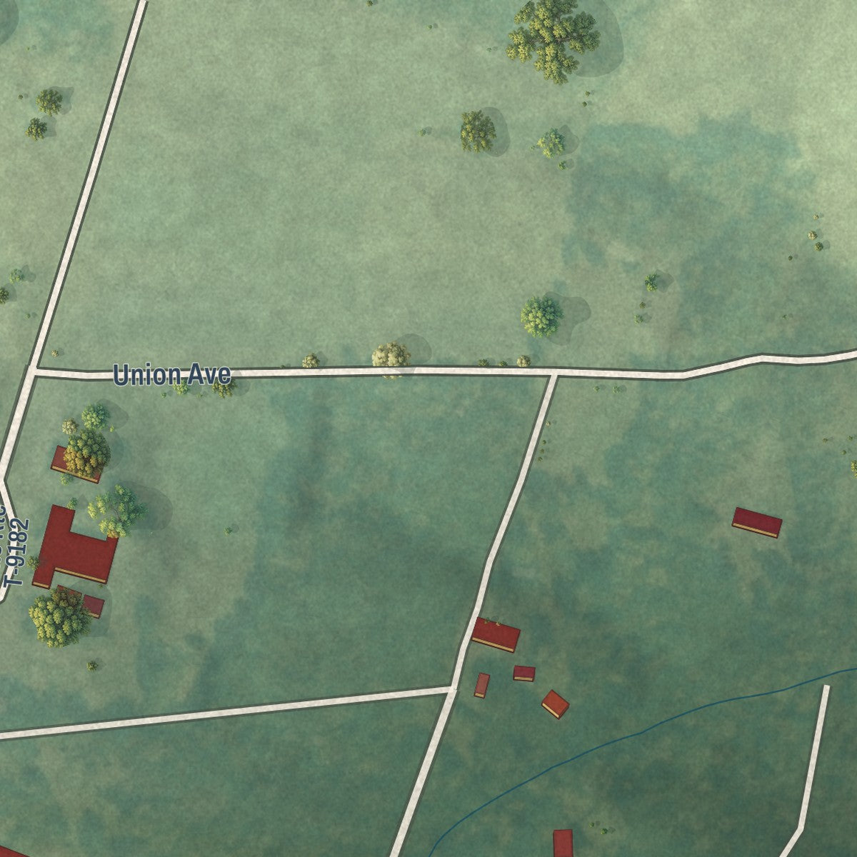 Second close-up of the map of Virgilina, Virginia print showing more streets and buildings
