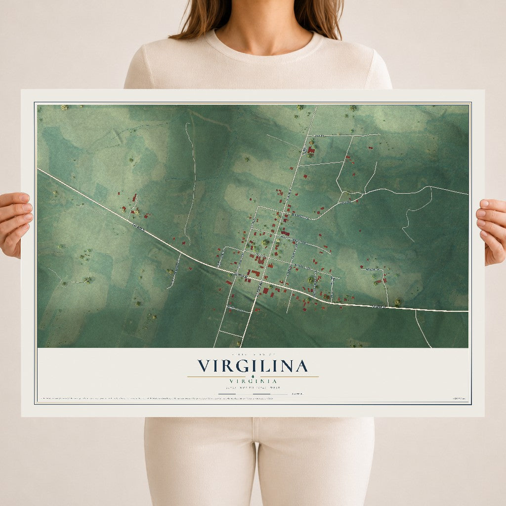 Map of Virgilina, Virginia, 18 x 24 inch unframed archival matte print