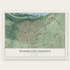 Woodland Heights, Virginia map print, the full design