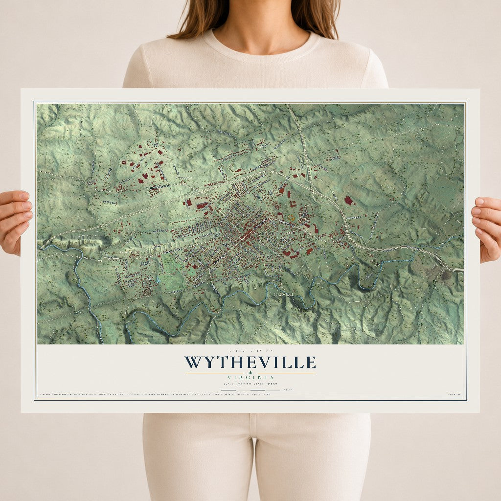 Map of Wytheville, Virginia, 18 x 24 inch unframed archival matte print