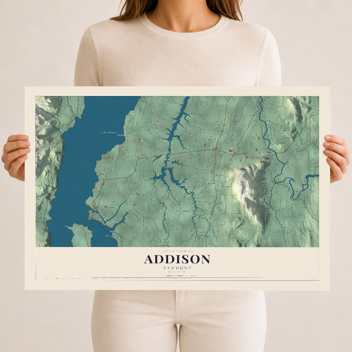 Map of Addison, Vermont, 12 x 18 inch unframed archival matte print