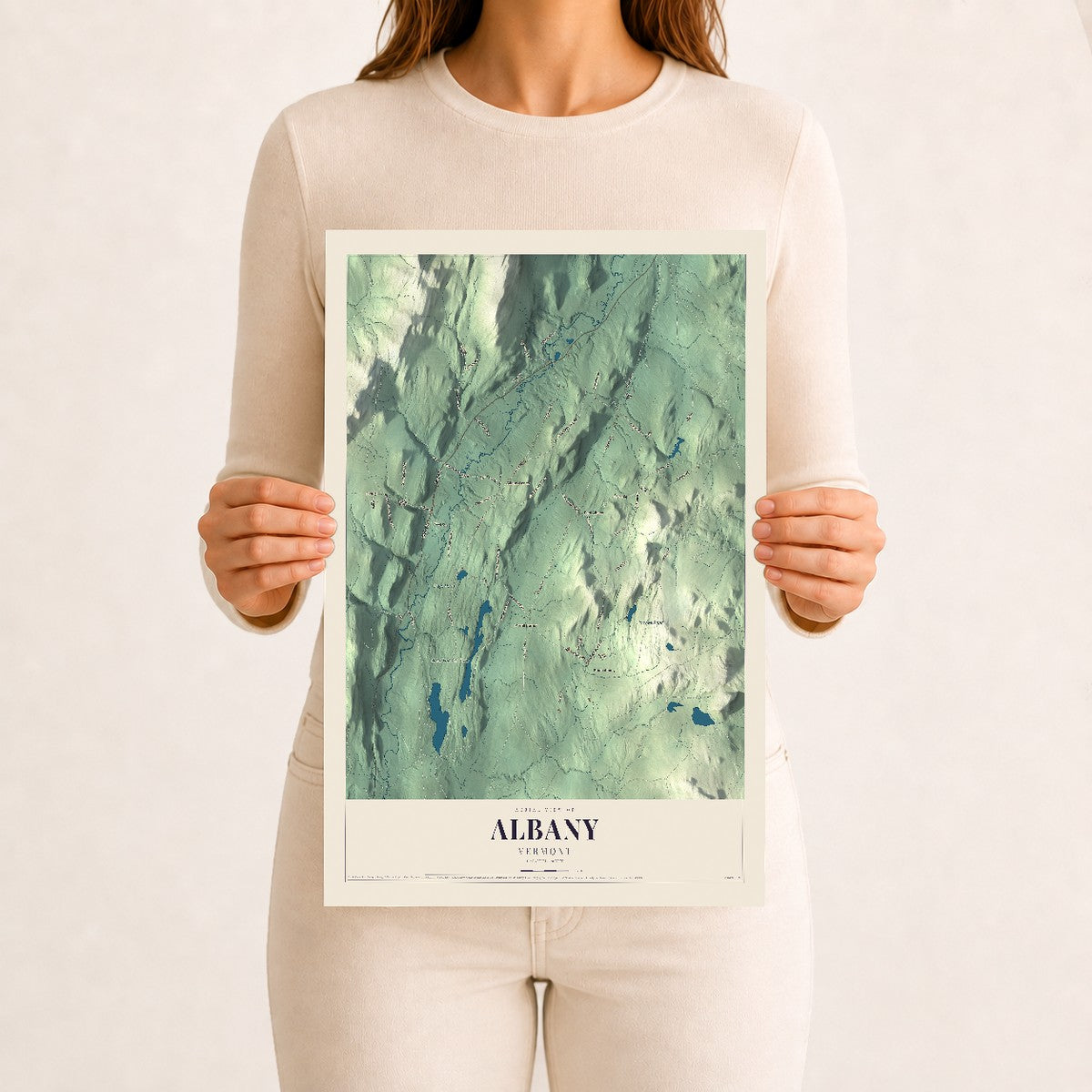 Albany, Vermont map print - 12 x 18 archival matte print