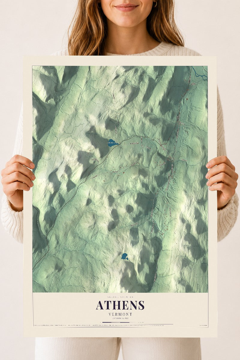 Athens, Vermont map print - 18 x 24 archival matte print