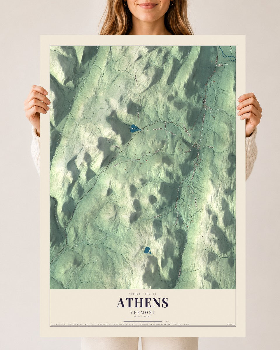 Athens, Vermont map print - 24 x 36 archival matte print