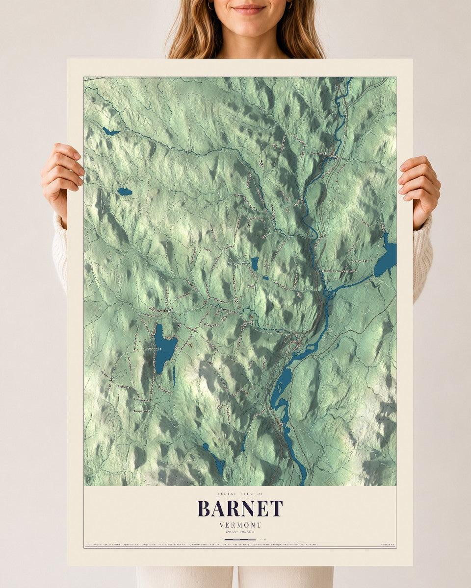 Barnet, Vermont map print - 24 x 36 archival matte print
