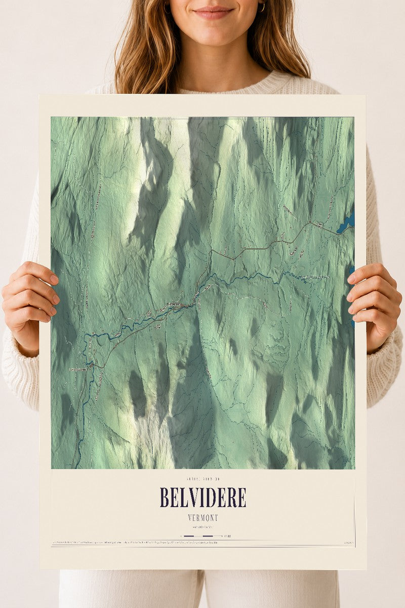 Belvidere, Vermont map print - 18 x 24 archival matte print