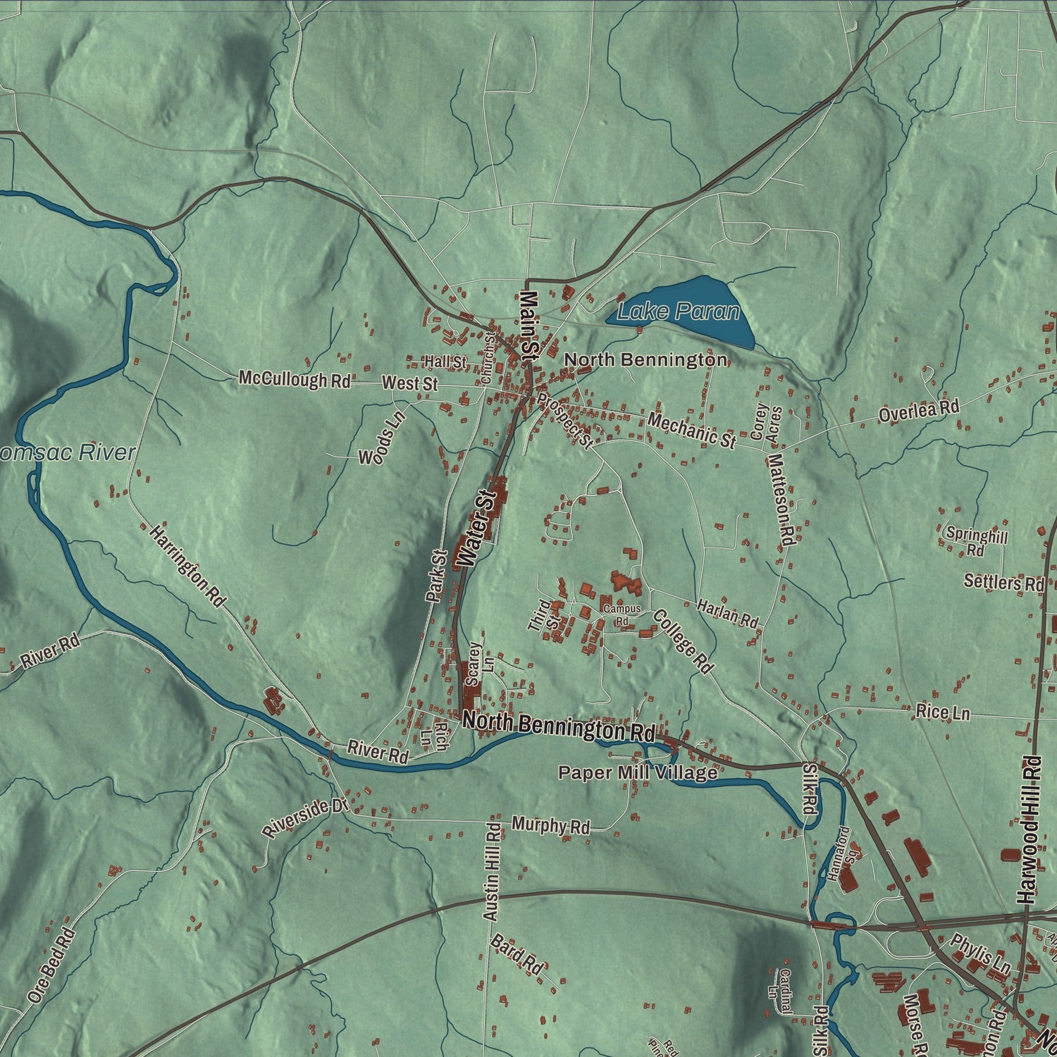 Street and neighborhood detail from the Bennington, Vermont map