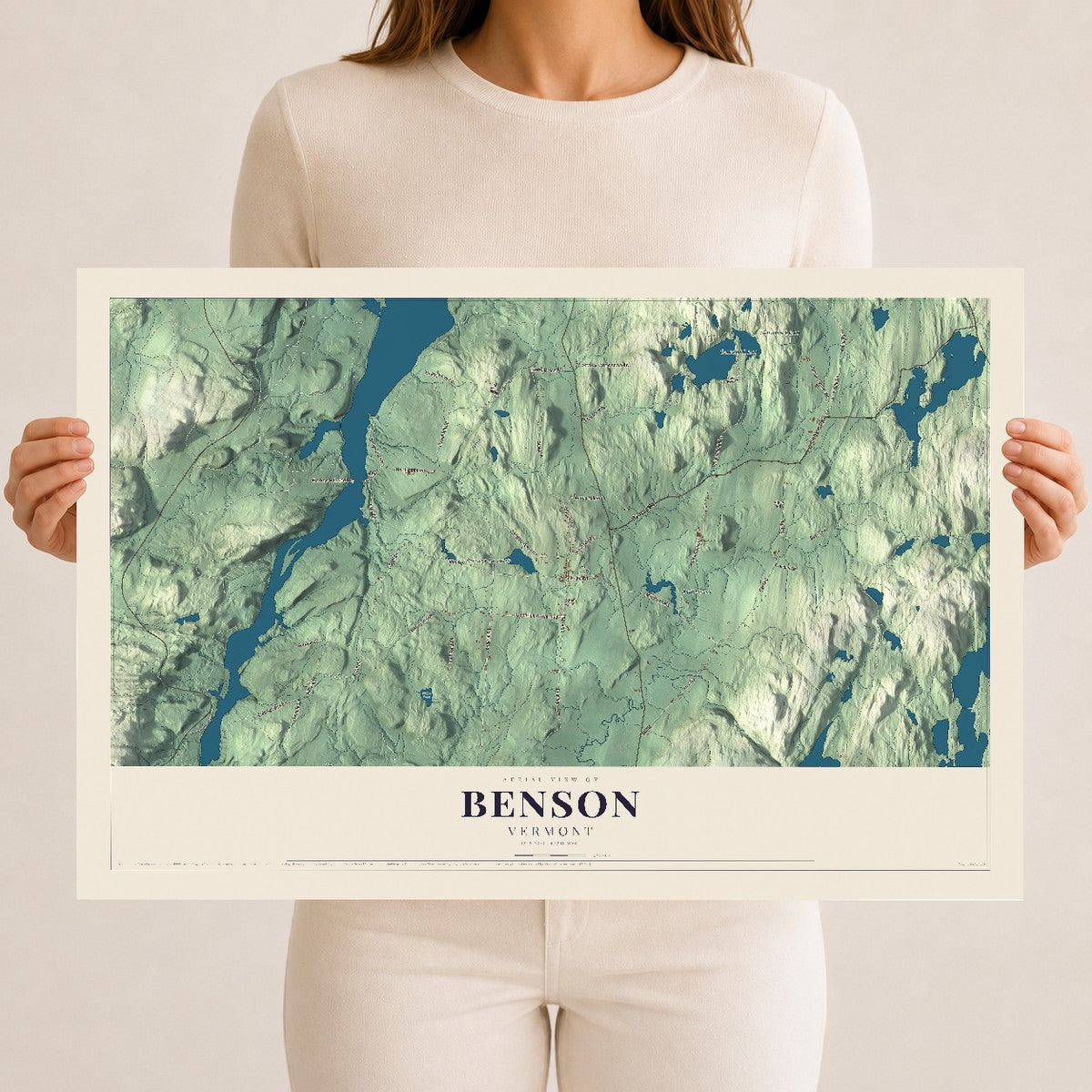 Map of Benson, Vermont, 12 x 18 inch unframed archival matte print