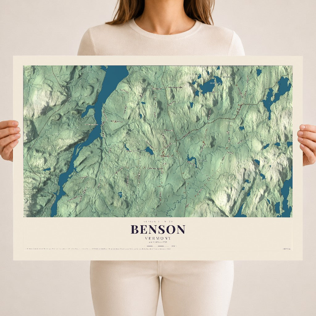 Map of Benson, Vermont, 18 x 24 inch unframed archival matte print
