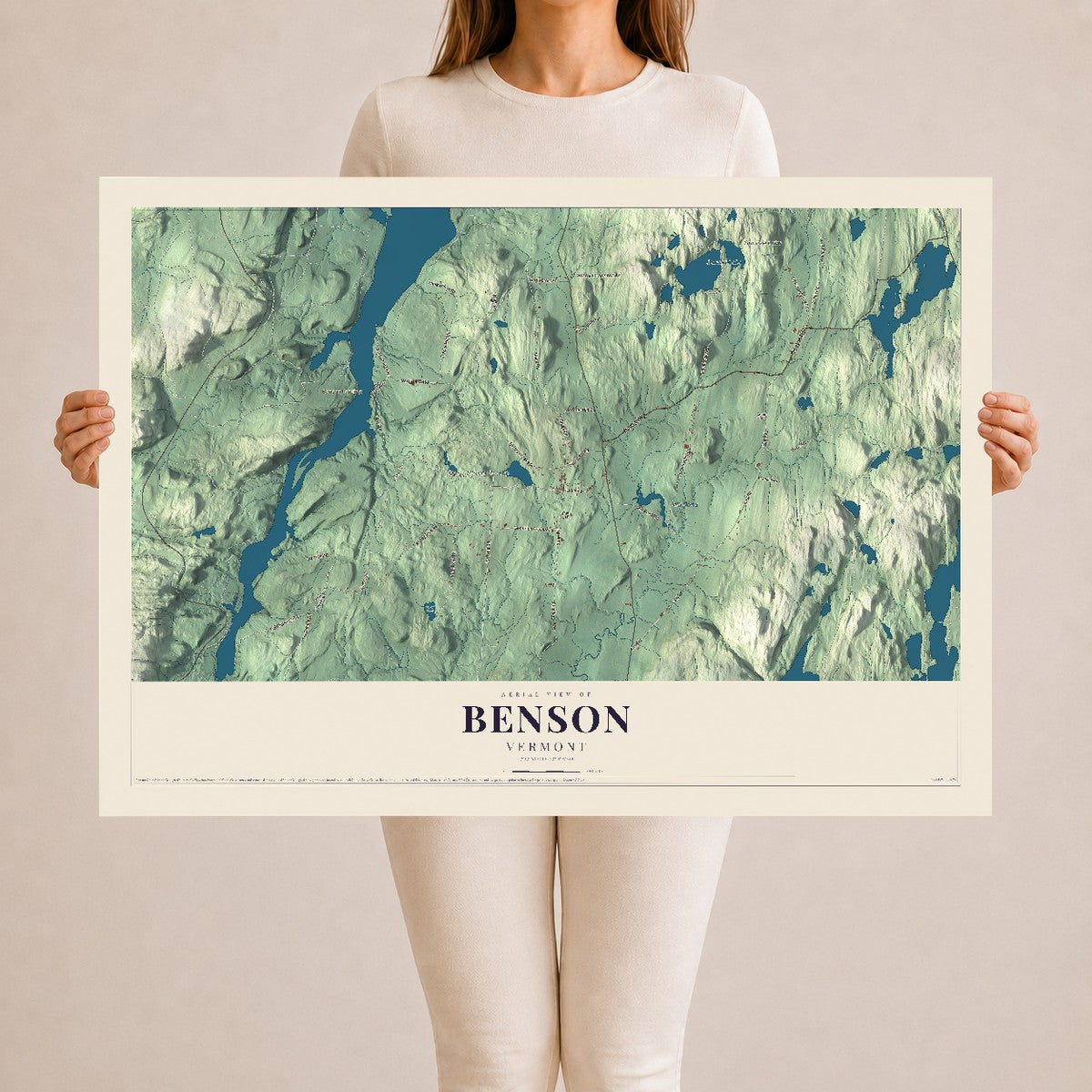 Map of Benson, Vermont, 24 x 36 inch unframed archival matte print