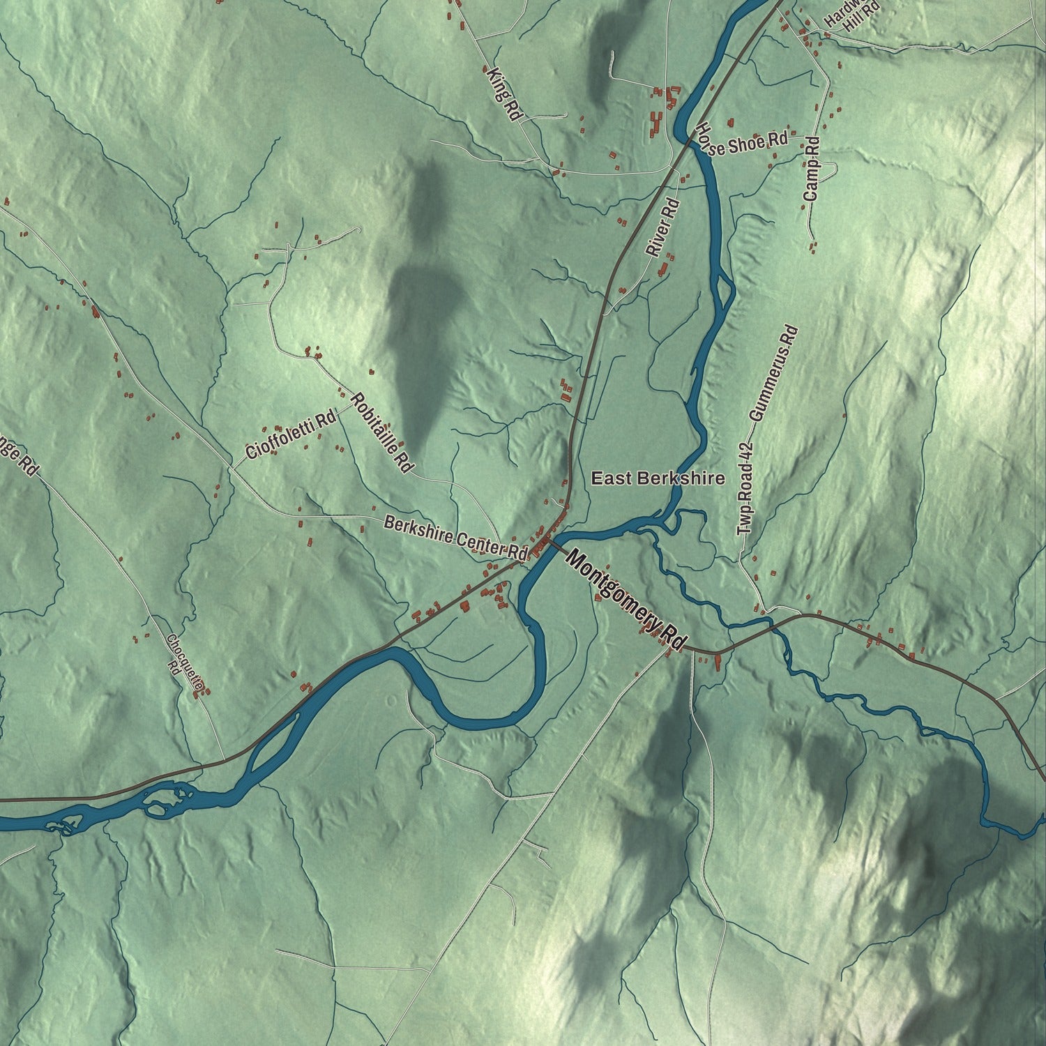 Street and neighborhood detail from the Berkshire, Vermont map