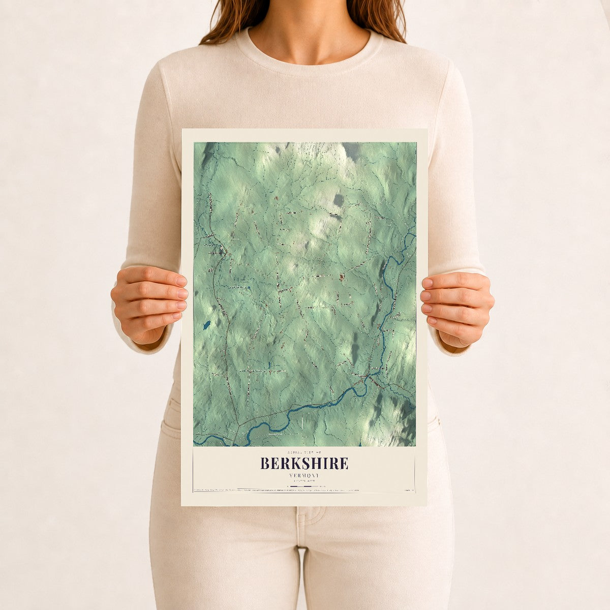 Berkshire, Vermont map print - 12 x 18 archival matte print