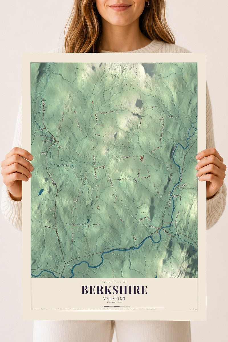 Berkshire, Vermont map print - 18 x 24 archival matte print