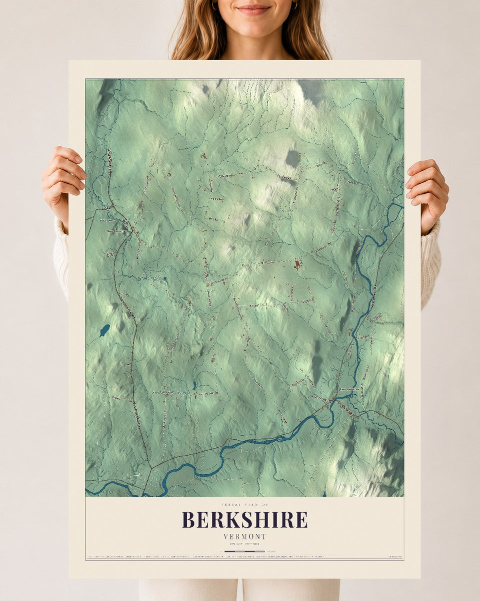 Berkshire, Vermont map print - 24 x 36 archival matte print