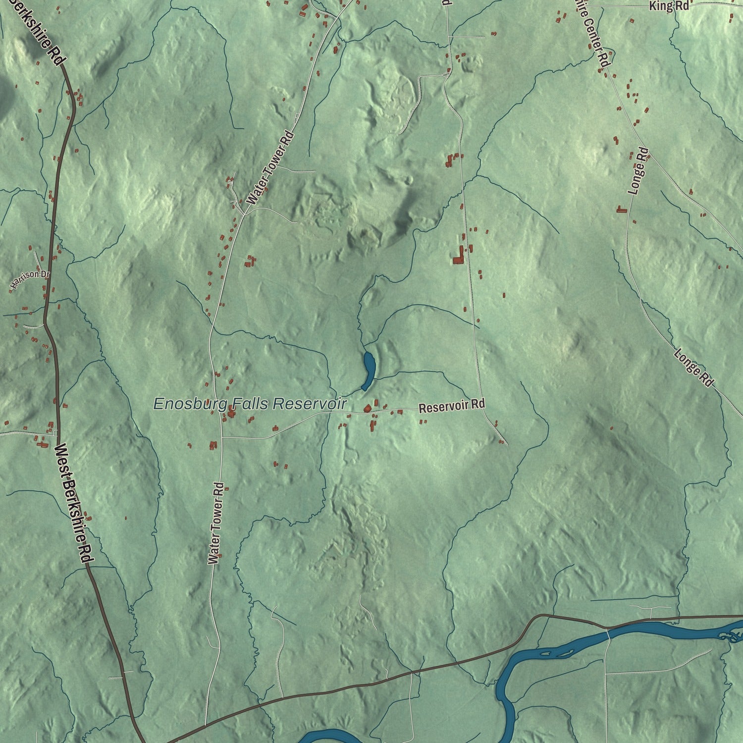 Terrain and local geography detail from the Berkshire, Vermont map