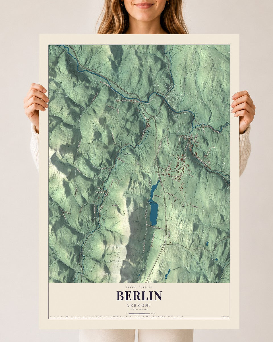 Berlin, Vermont map print - 24 x 36 archival matte print