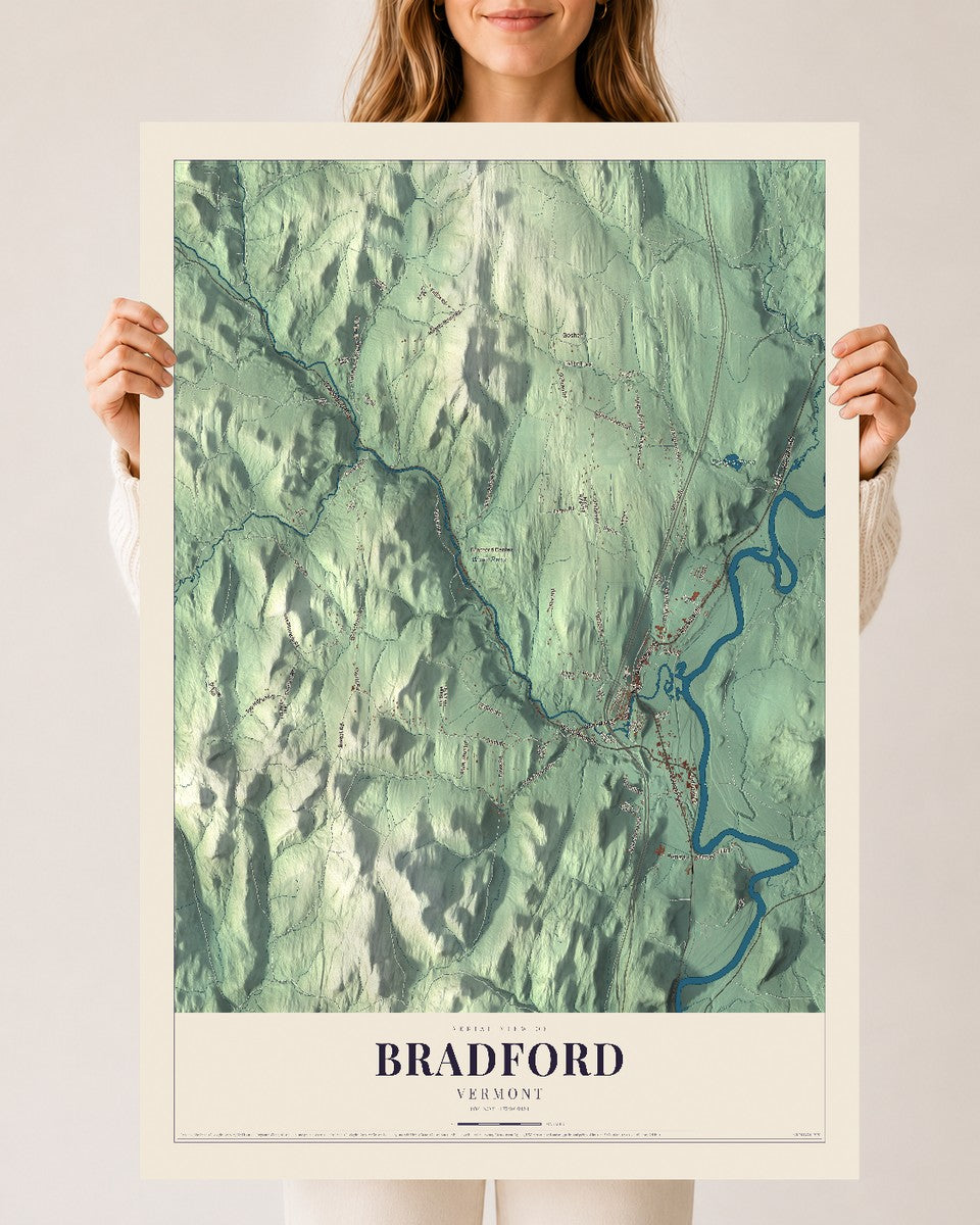 Bradford, Vermont map print - 24 x 36 archival matte print