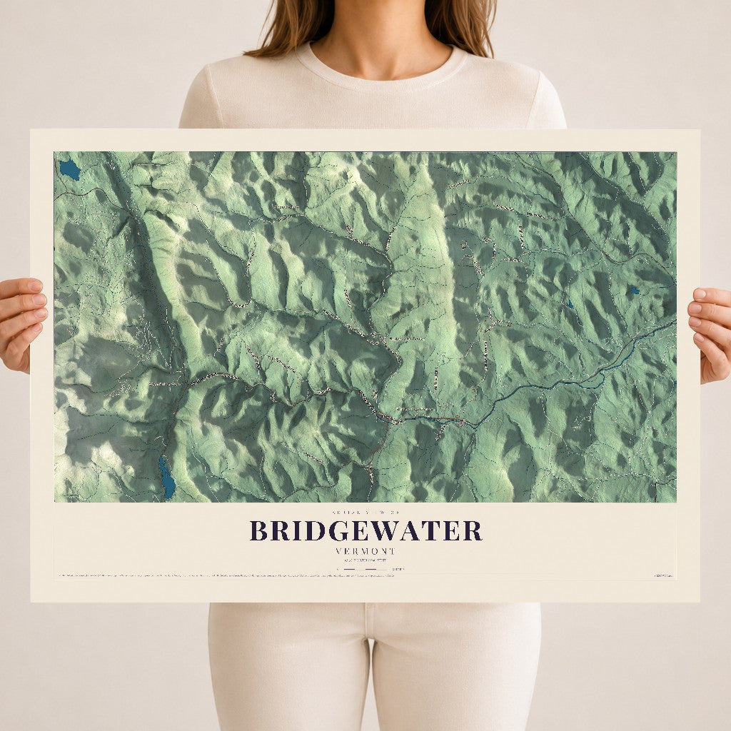 Map of Bridgewater, Vermont, 18 x 24 inch unframed archival matte print