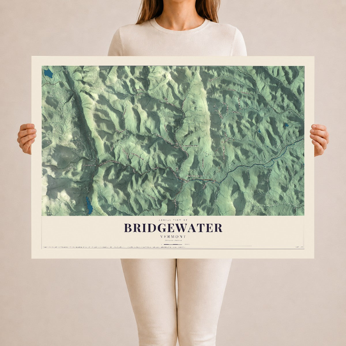 Map of Bridgewater, Vermont, 24 x 36 inch unframed archival matte print