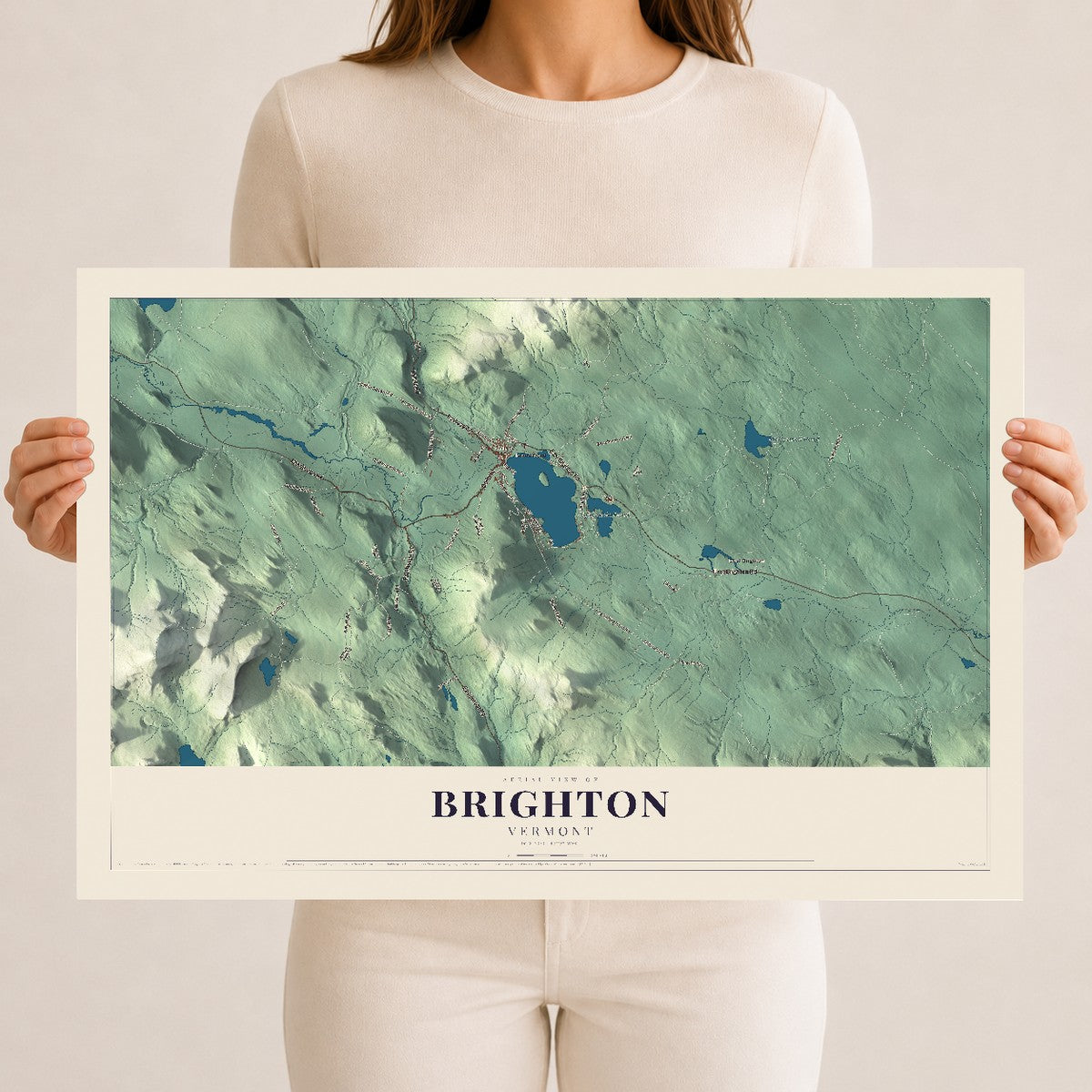 Map of Brighton, Vermont, 12 x 18 inch unframed archival matte print