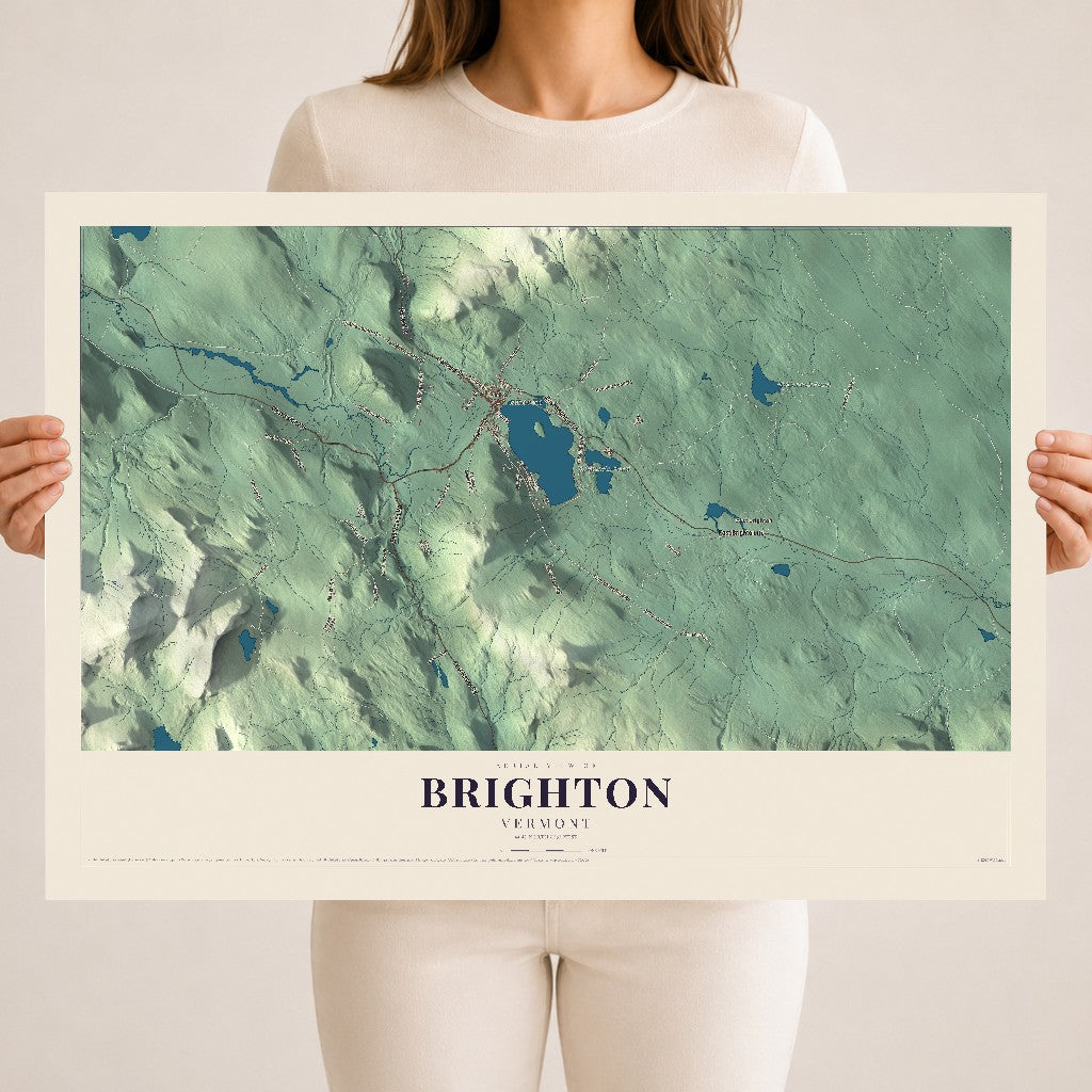 Map of Brighton, Vermont, 18 x 24 inch unframed archival matte print