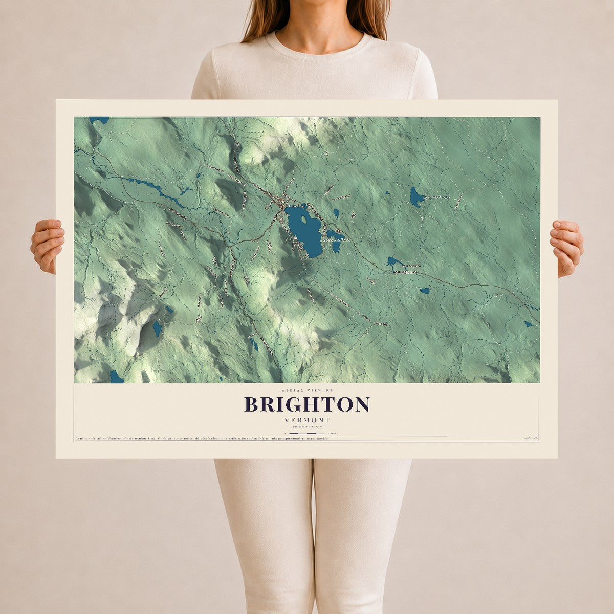 Map of Brighton, Vermont, 24 x 36 inch unframed archival matte print