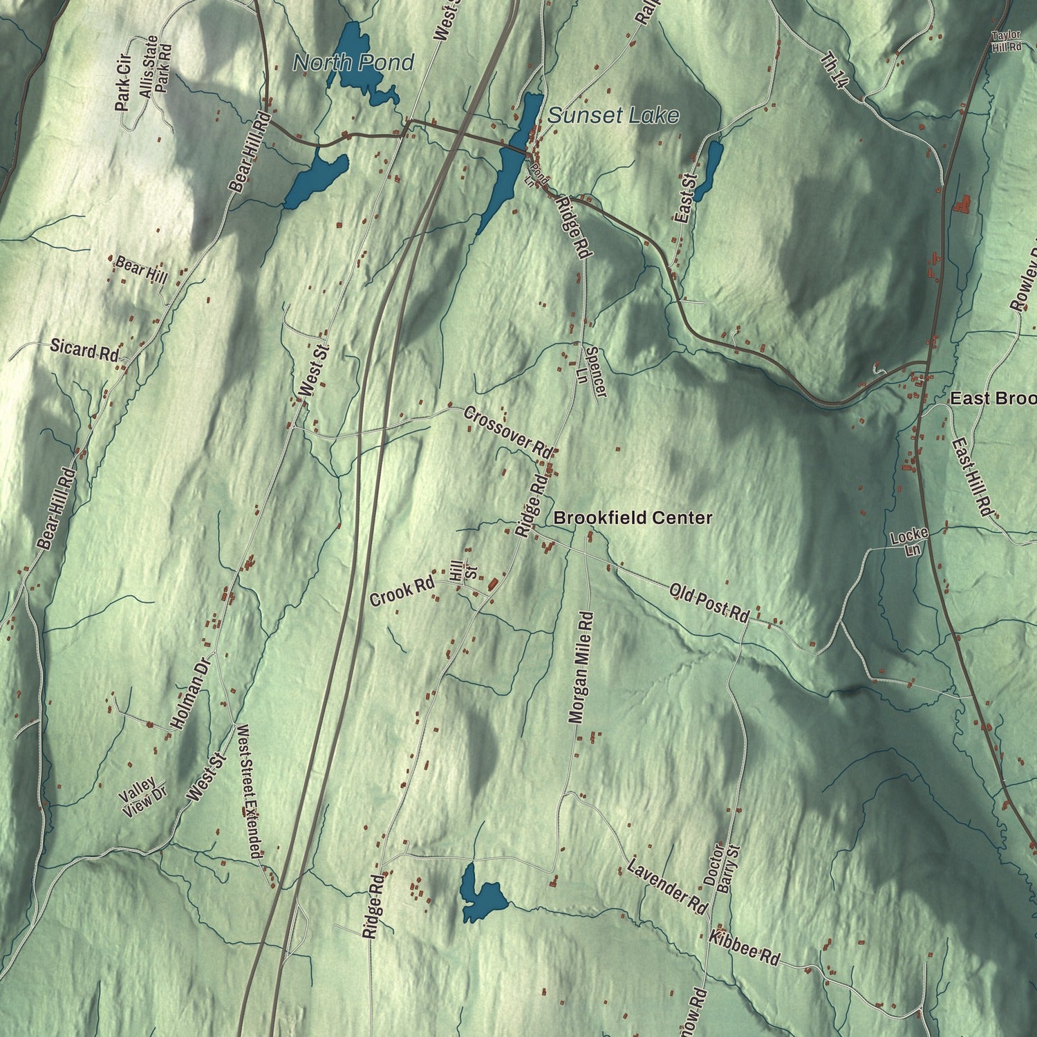 Street and neighborhood detail from the Brookfield, Vermont map