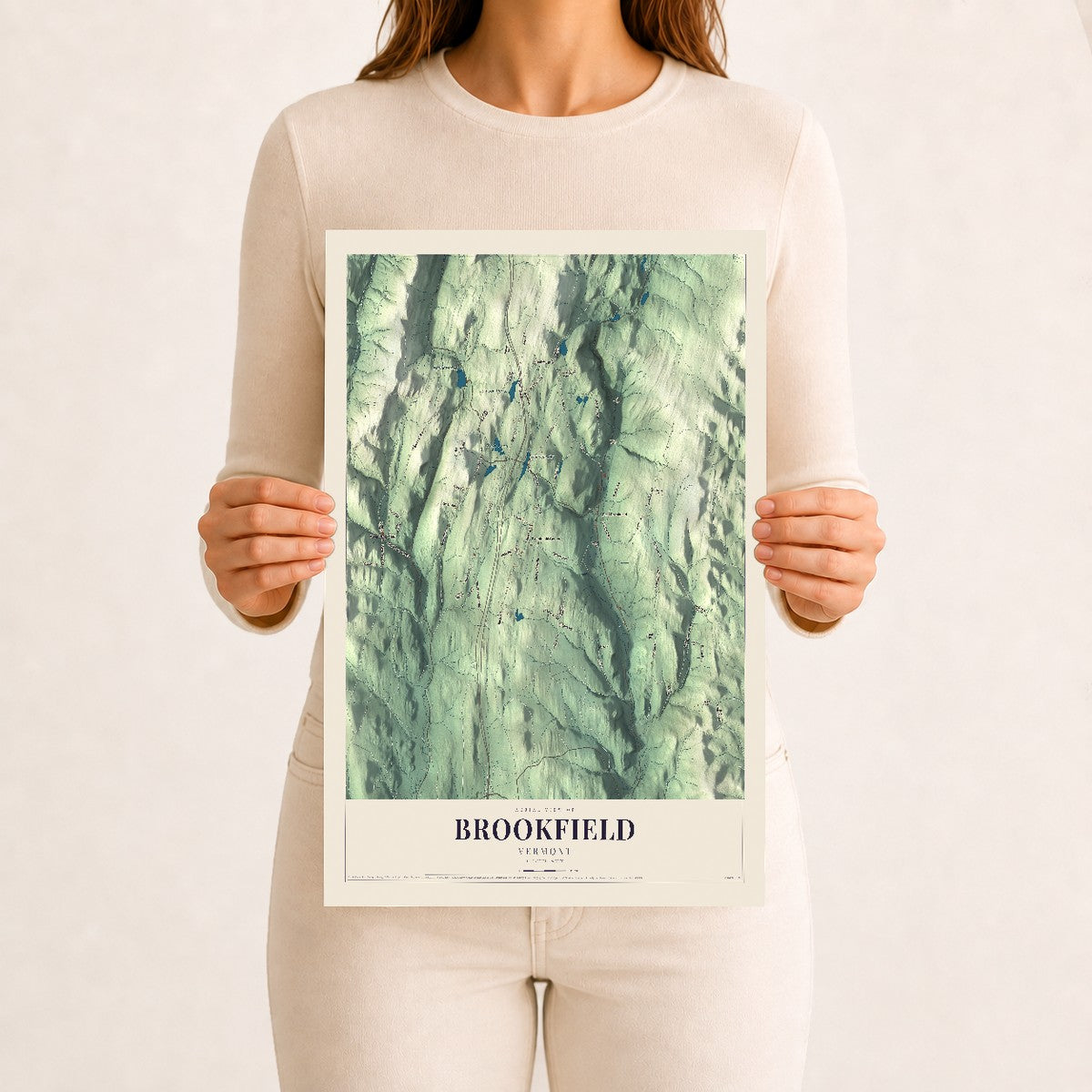 Brookfield, Vermont map print - 12 x 18 archival matte print