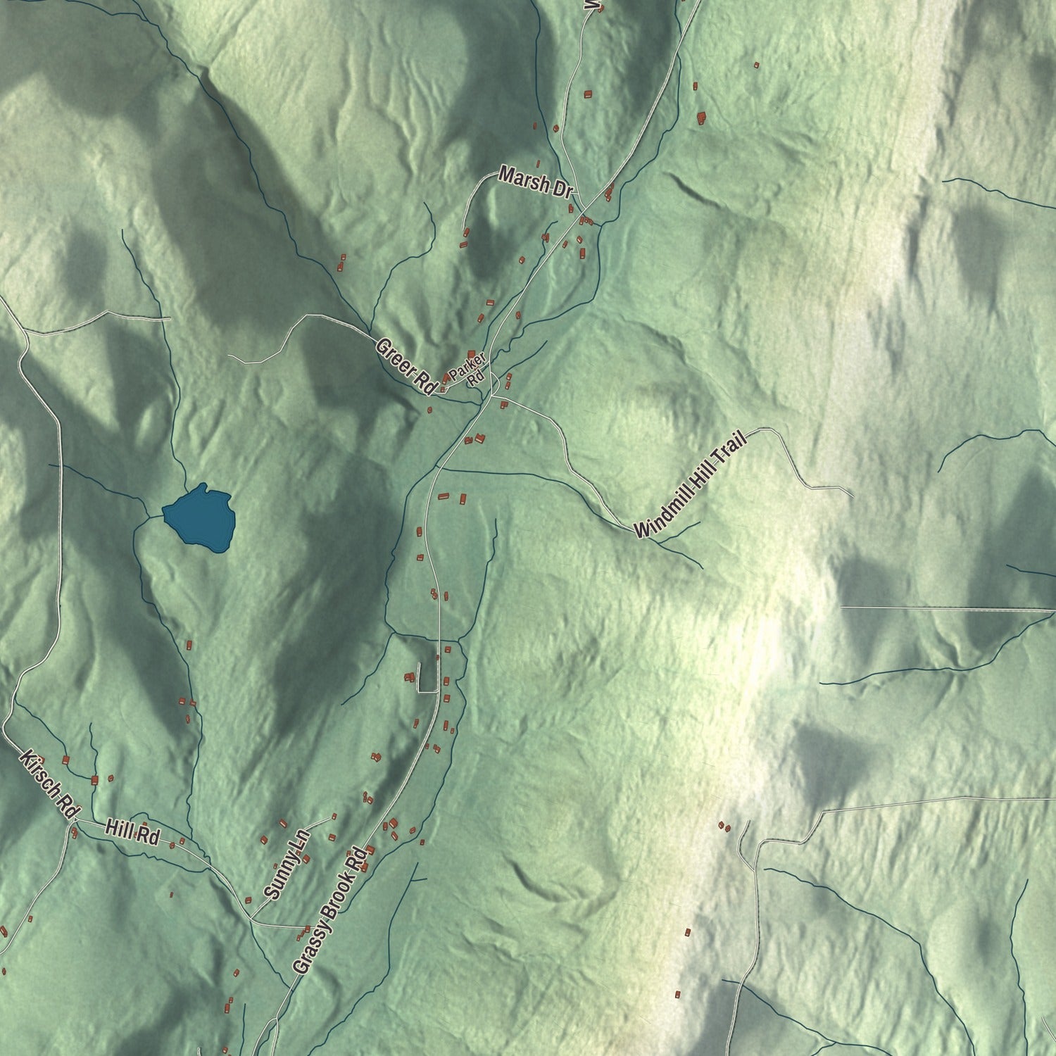 Terrain and local geography detail from the Brookline, Vermont map
