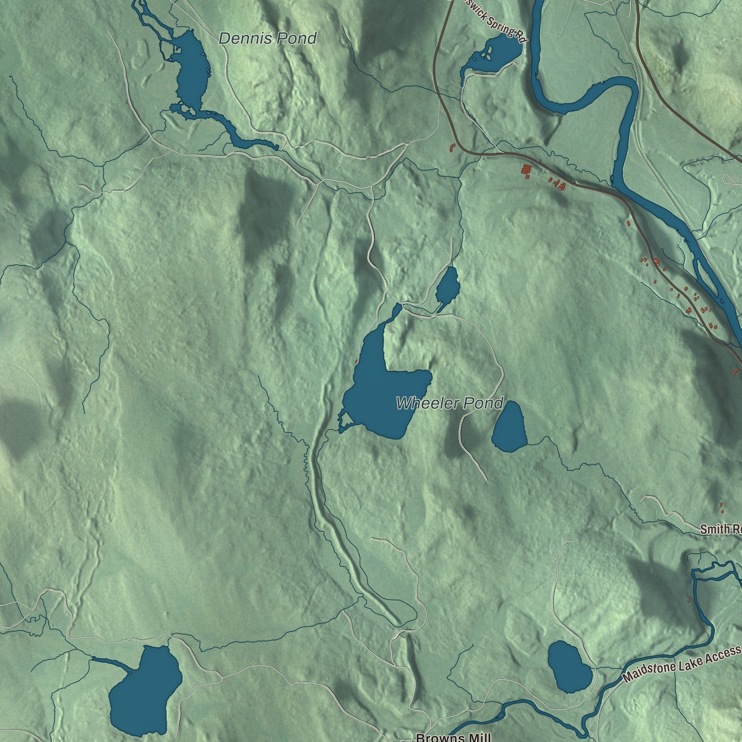 Terrain and local geography detail from the Brunswick, Vermont map