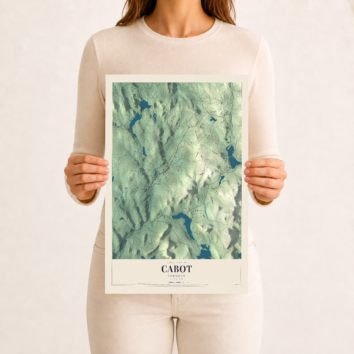 Cabot, Vermont map print - 12 x 18 archival matte print