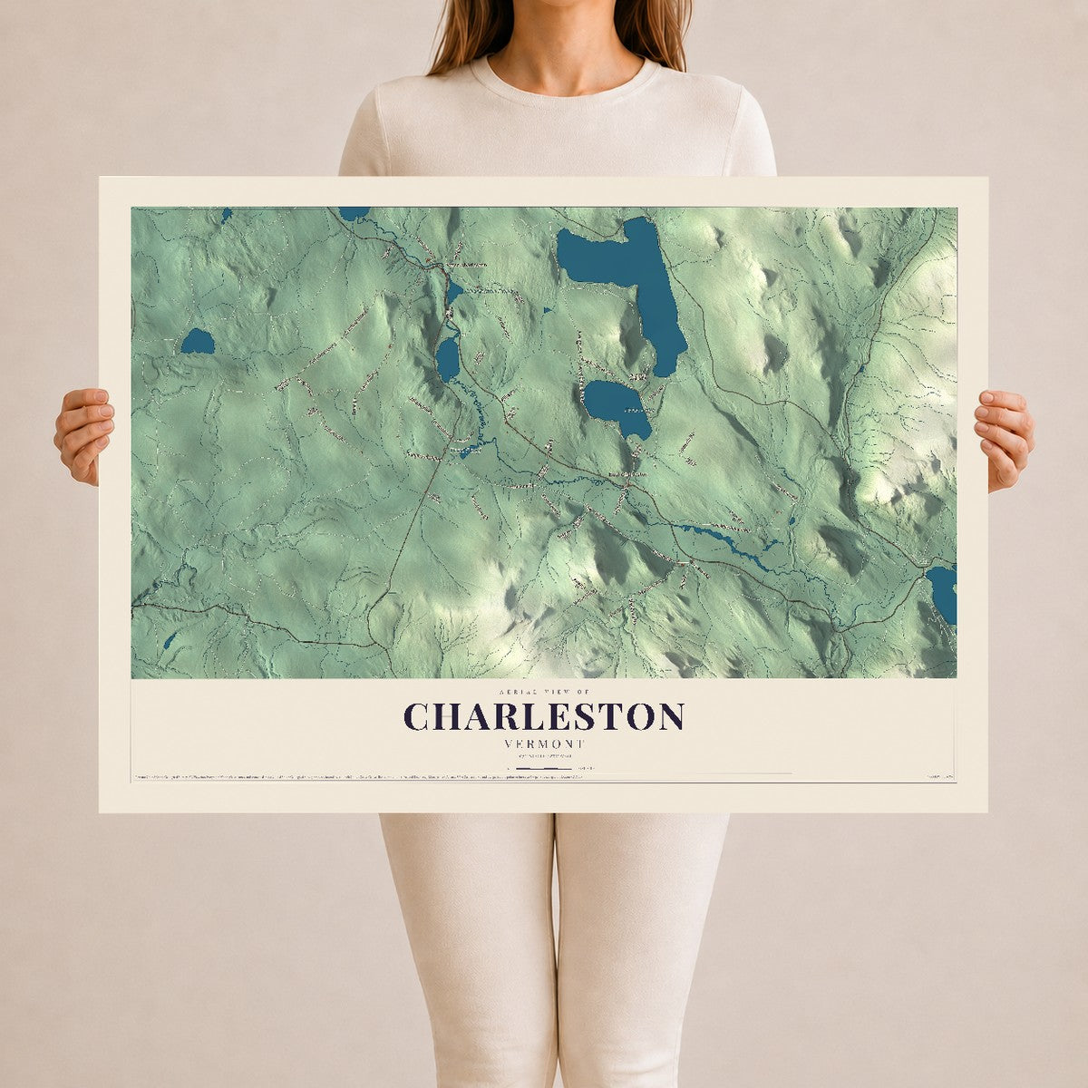 Map of Charleston, Vermont, 24 x 36 inch unframed archival matte print