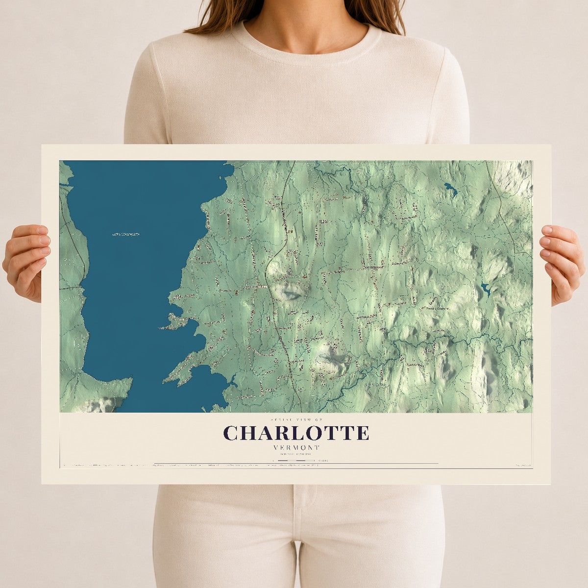 Map of Charlotte, Vermont, 12 x 18 inch unframed archival matte print