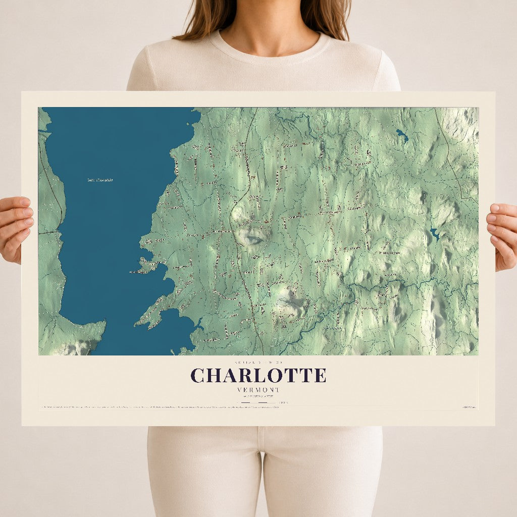 Map of Charlotte, Vermont, 18 x 24 inch unframed archival matte print