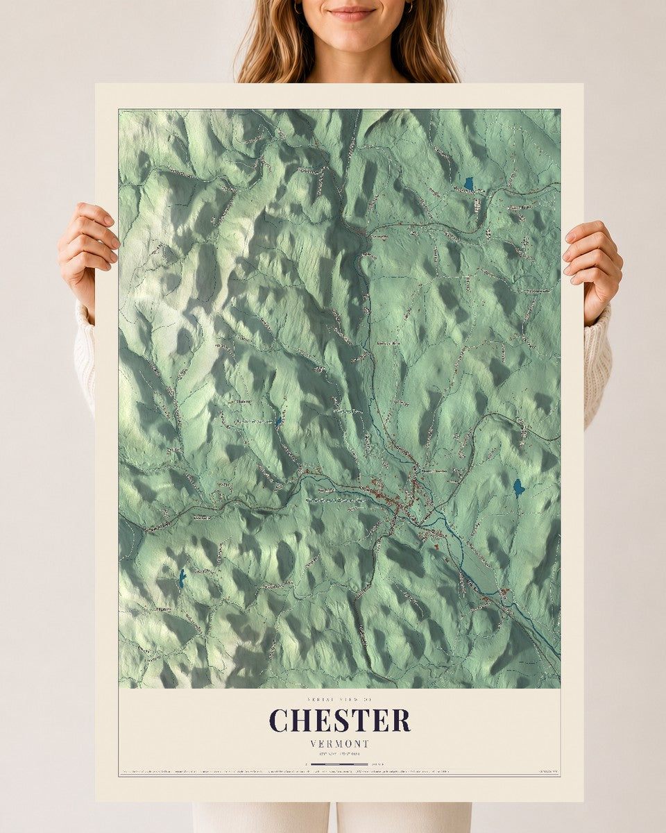 Chester, Vermont map print - 24 x 36 archival matte print