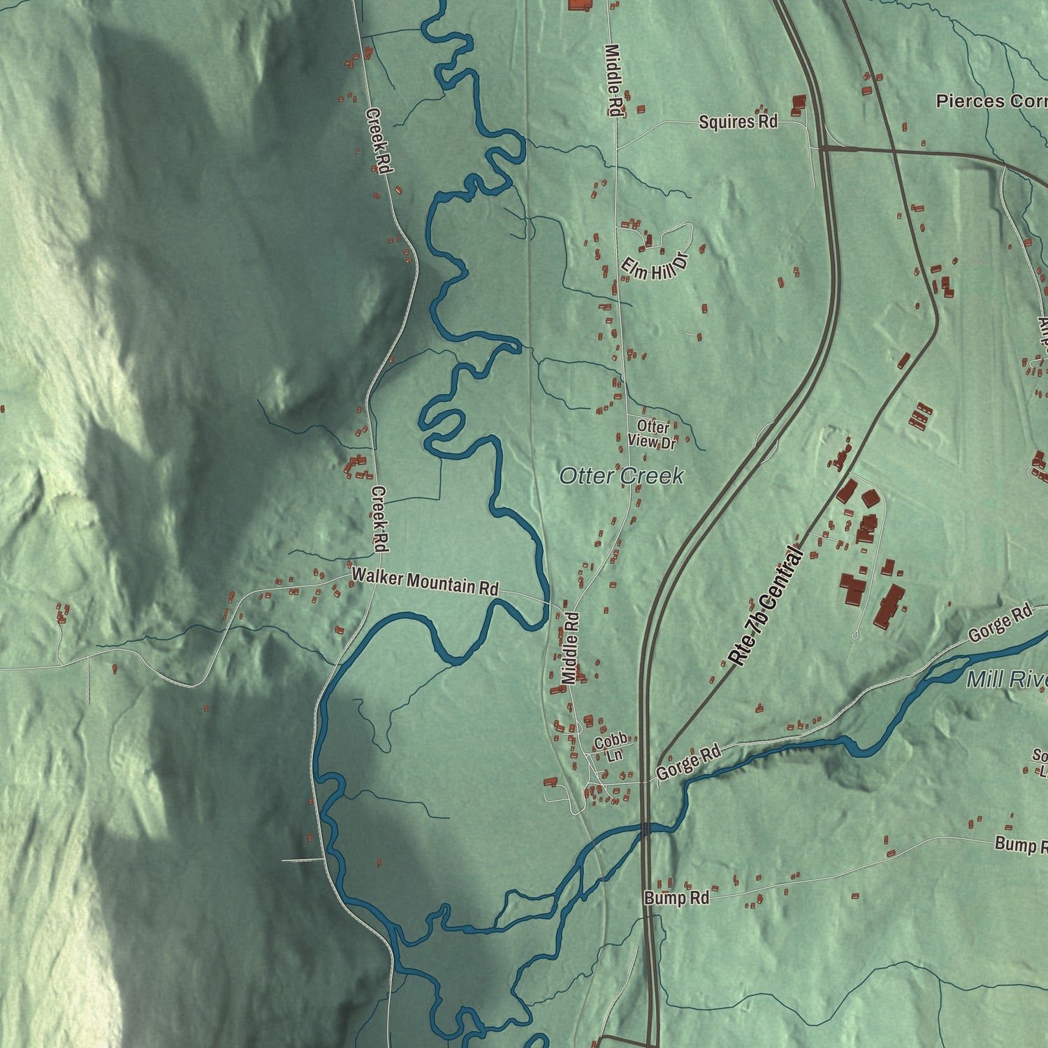 Terrain and local geography detail from the Clarendon, Vermont map