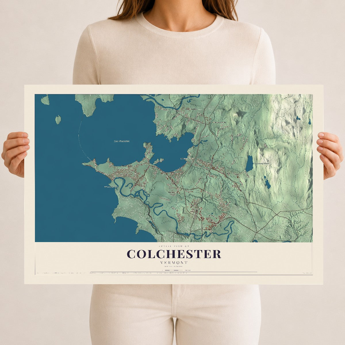 Map of Colchester, Vermont, 12 x 18 inch unframed archival matte print