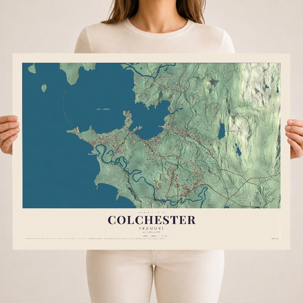 Map of Colchester, Vermont, 18 x 24 inch unframed archival matte print