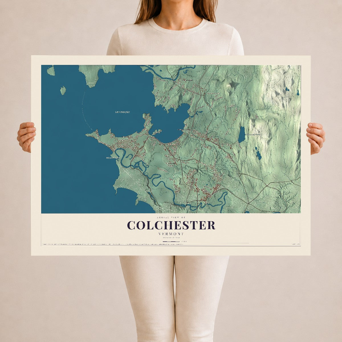 Map of Colchester, Vermont, 24 x 36 inch unframed archival matte print