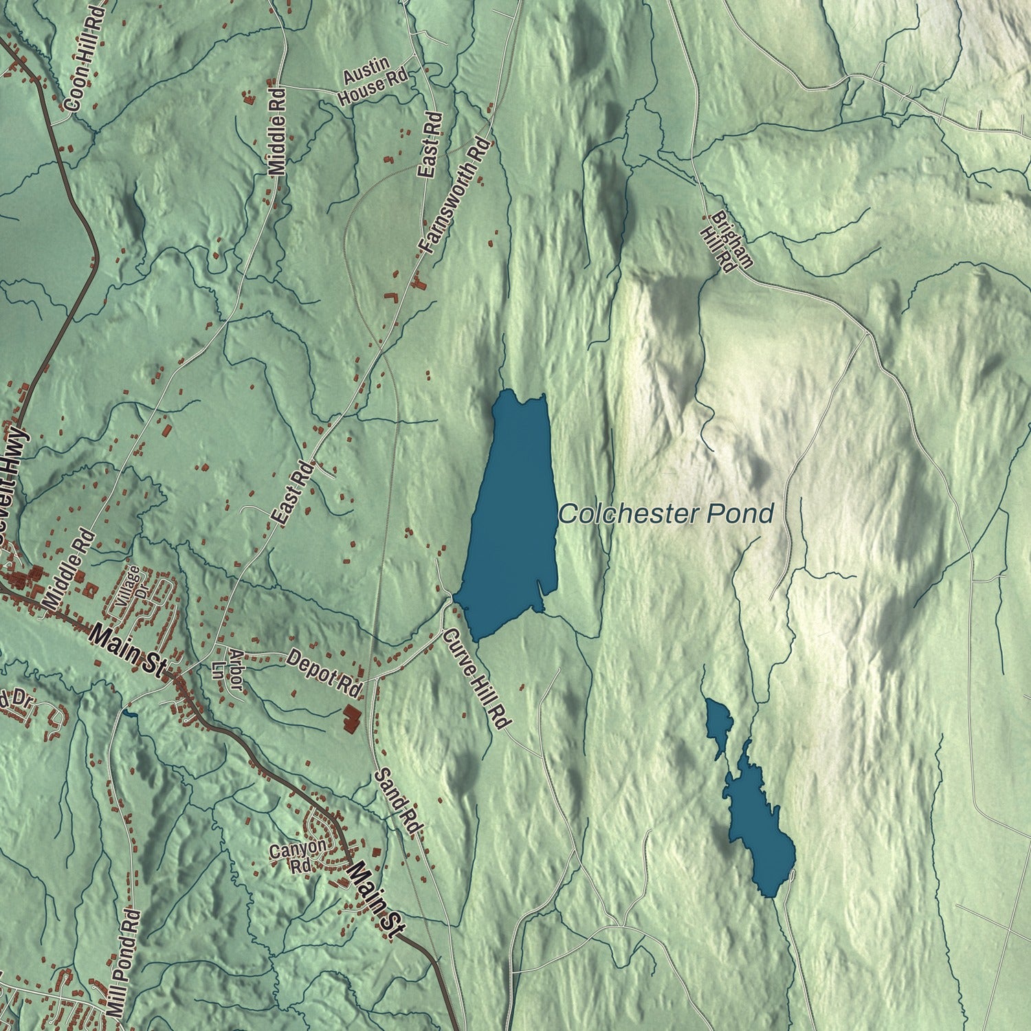 Terrain and local geography detail from the Colchester, Vermont map