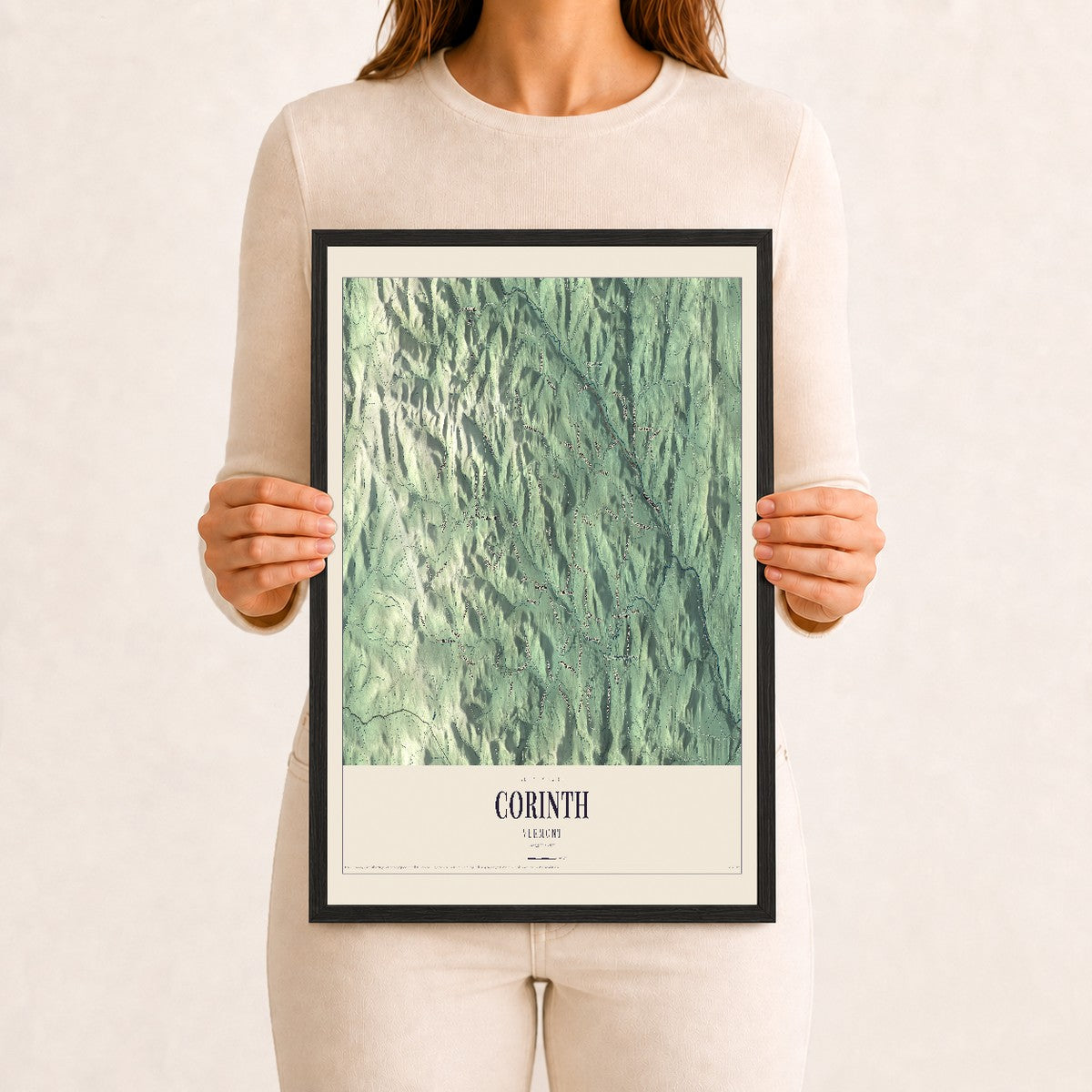 Corinth, Vermont map print - 12 x 18 black Ayous wood frame