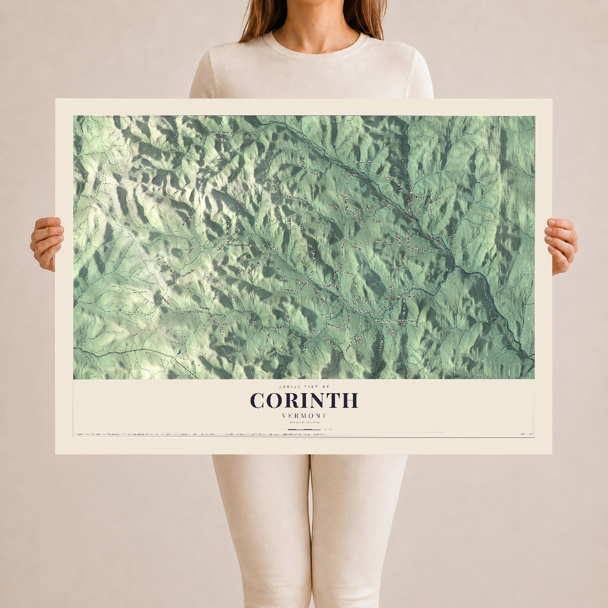 Map of Corinth, Vermont, 24 x 36 inch unframed archival matte print