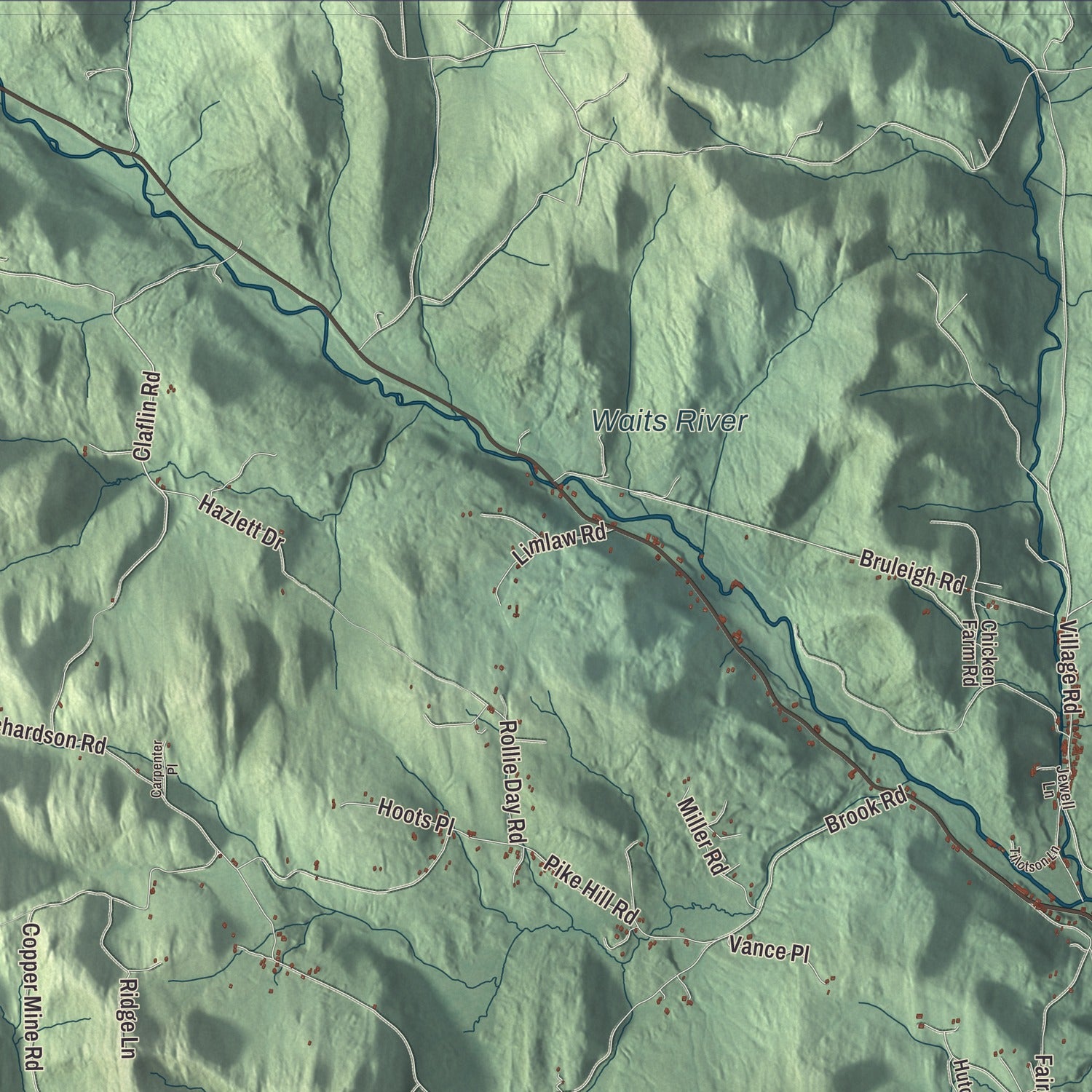 Terrain and local geography detail from the Corinth, Vermont map