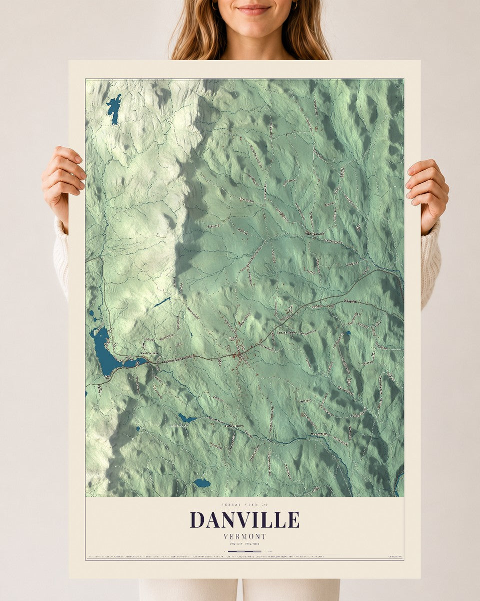 Danville, Vermont map print - 24 x 36 archival matte print