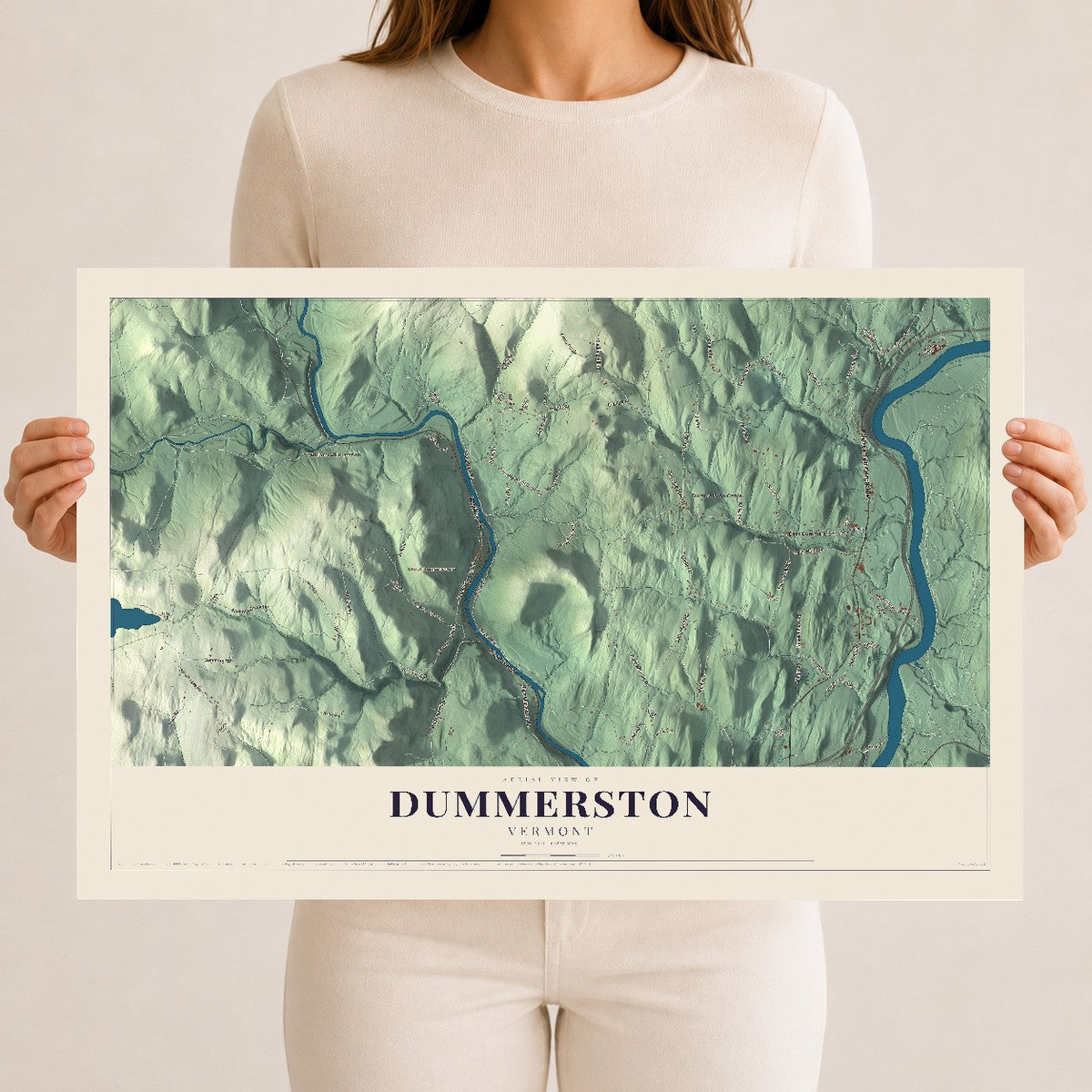Map of Dummerston, Vermont, 12 x 18 inch unframed archival matte print