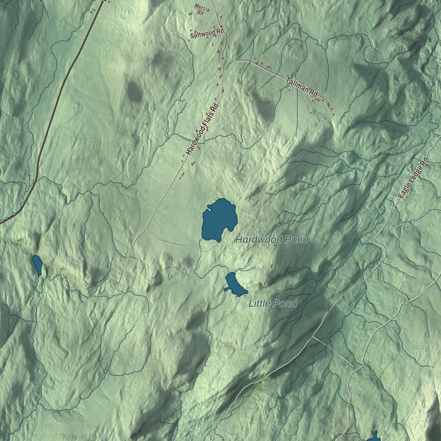 Terrain and local geography detail from the Elmore, Vermont map