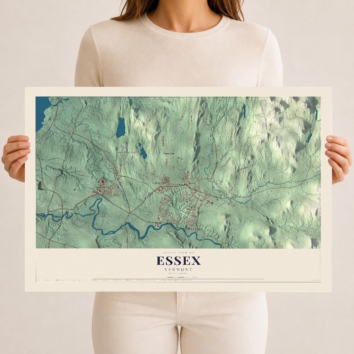 Map of Essex, Vermont, 12 x 18 inch unframed archival matte print
