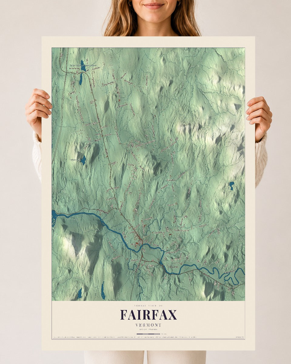 Fairfax, Vermont map print - 24 x 36 archival matte print